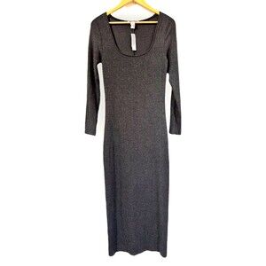 Victorias Secret Maxi Dress Womens M Heather Gray Split Back Fitted NEW w/ Tags